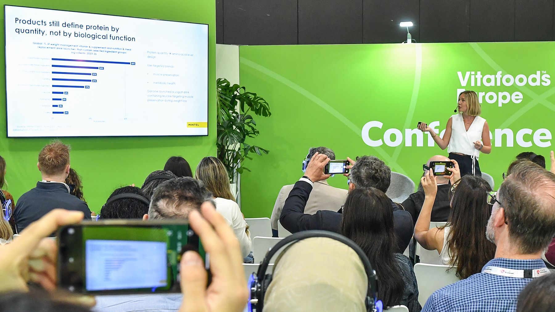 Sophia Cornelius, a specialised nutrition analyst and registered dietitian at market research agency Mintel, speaking at Vitafoods Europe 2026