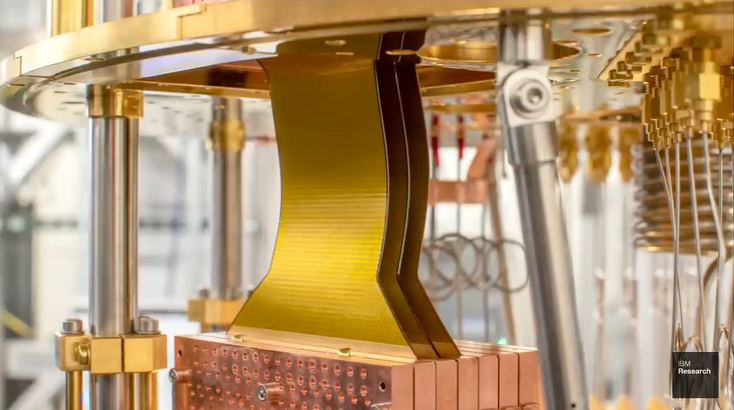 A cryogenic cable in an IBM quantum computer. A cryogenic cable in an IBM quantum computer.
