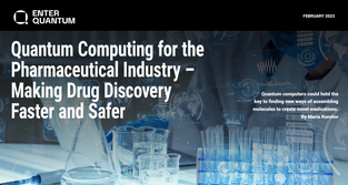The cover of the quantum computing for the pharmaceutical industry report