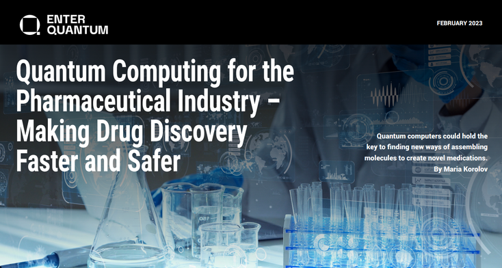 The cover of the quantum computing for the pharmaceutical industry report The cover of the quantum computing for the pharmaceutical industry report