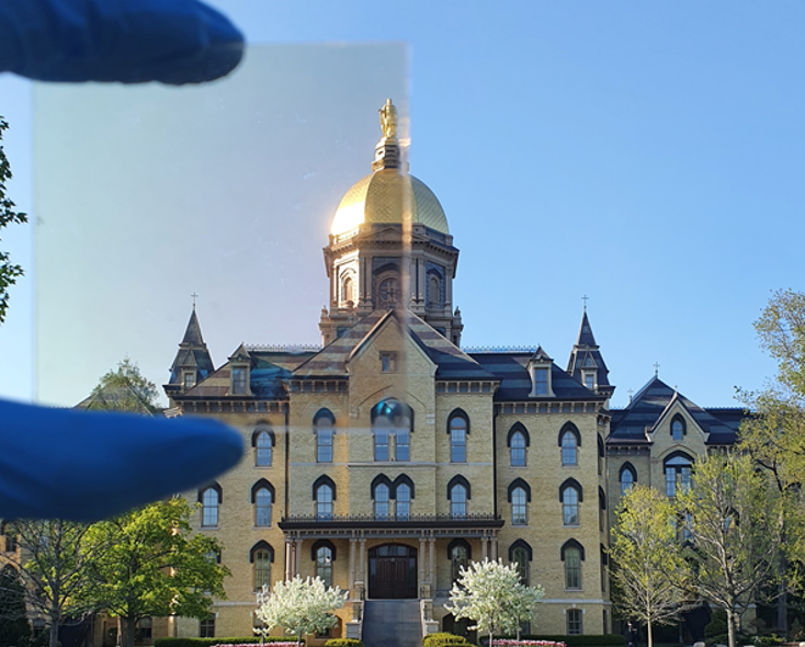 A view of a building through clear film A view of a building through clear film