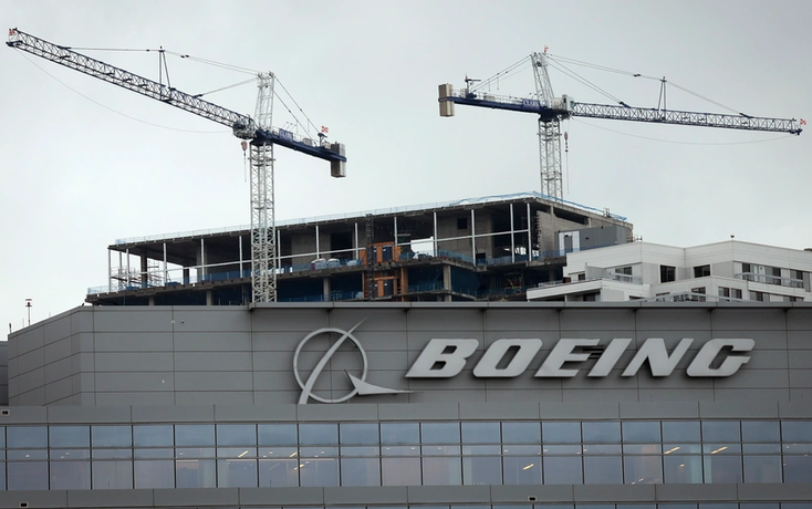 A building with a Boeing sign A building with a Boeing sign