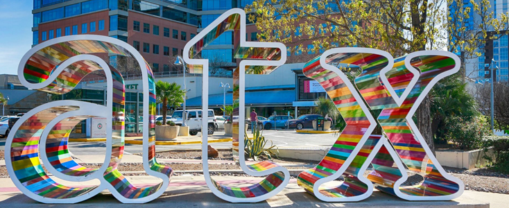 Colorful ATX sign in Austin, Texas Colorful ATX sign in Austin, Texas