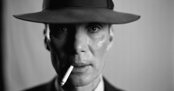 A black and white image of Cillian Murphy as J Robert Oppenheimer A black and white image of Cillian Murphy as J Robert Oppenheimer