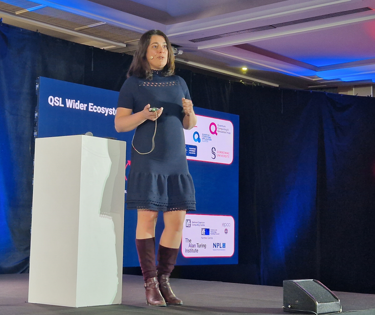 NQCC chief scientist Elham Kashefi on stage at Q2B Paris NQCC chief scientist Elham Kashefi on stage at Q2B Paris