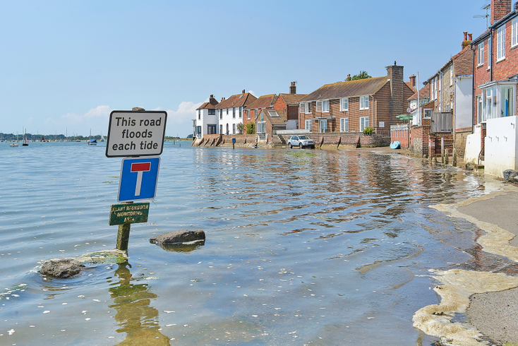 A flooded coastal town