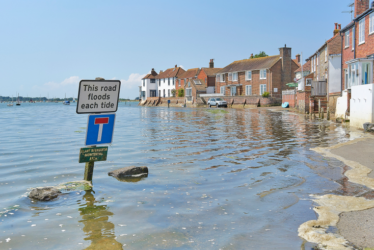 A flooded coastal town A flooded coastal town
