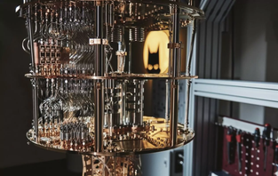 A cryostat in Alice & Bob's lab. 