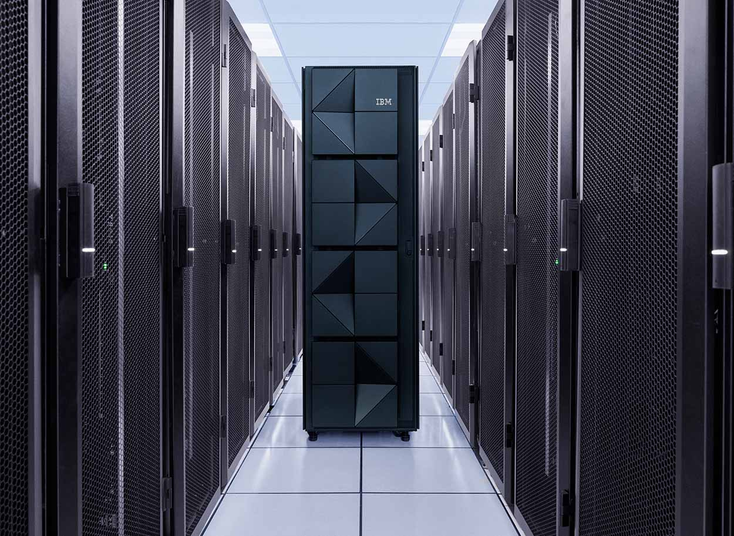 An IBM computer in a data center.