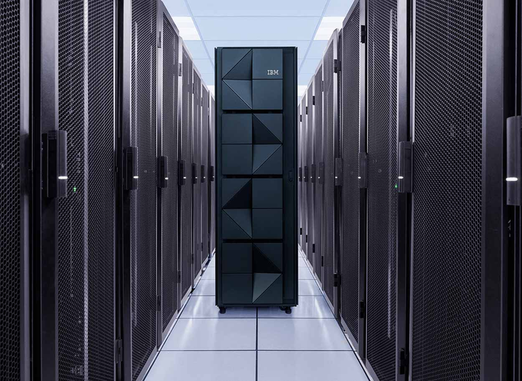 An IBM computer in a data center. An IBM computer in a data center.