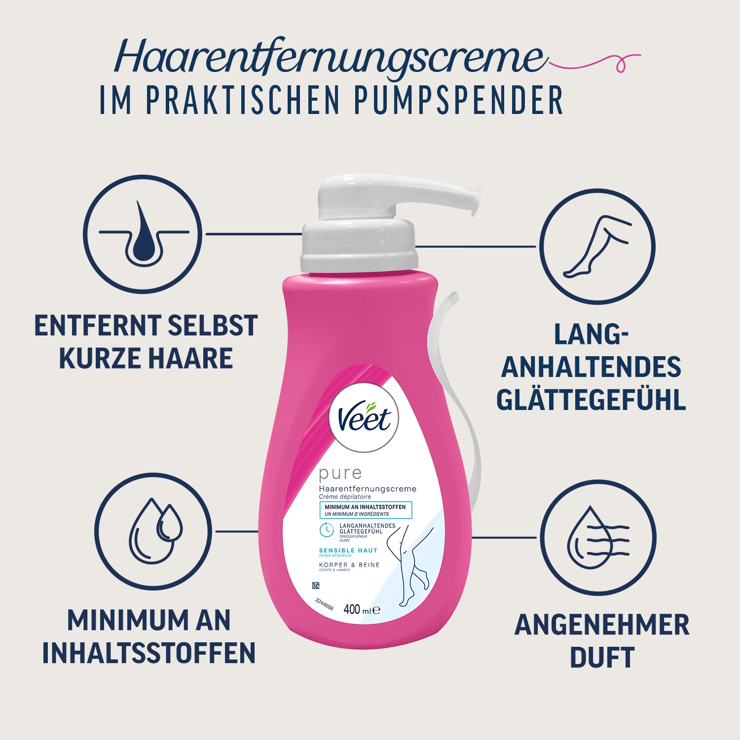Veet PURE Haarentfernungscreme Körper & Beine, trockene Haut, 100ml 11