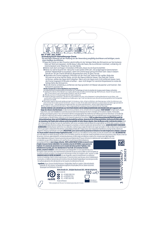Veet PURE Dusch-Haarentfernungscreme, Körper & Beine, trockene Haut, 150ml 3