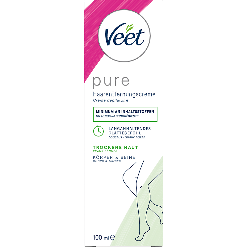 Veet PURE Haarentfernungscreme Körper & Beine, trockene Haut, 100ml 1