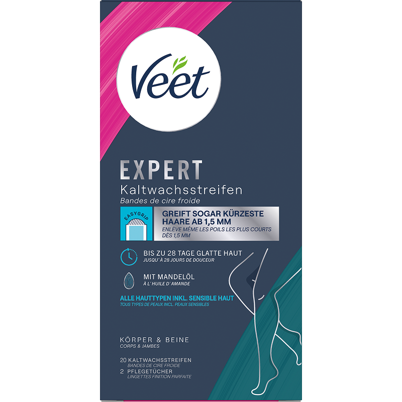 Veet EXPERT Kaltwachsstreifen Beine & Körper, alle Hauttypen, 20 Stück 1