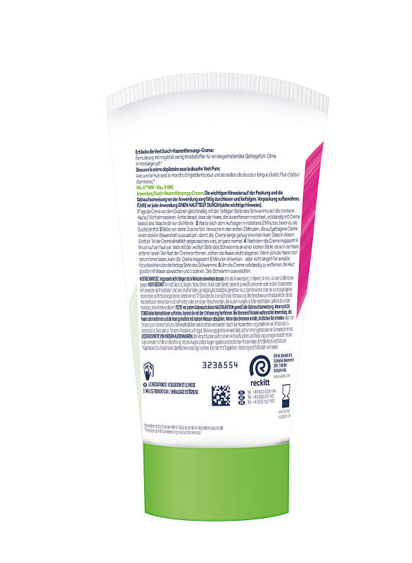 Veet PURE Dusch-Haarentfernungscreme, Körper & Beine, trockene Haut, 150ml 2