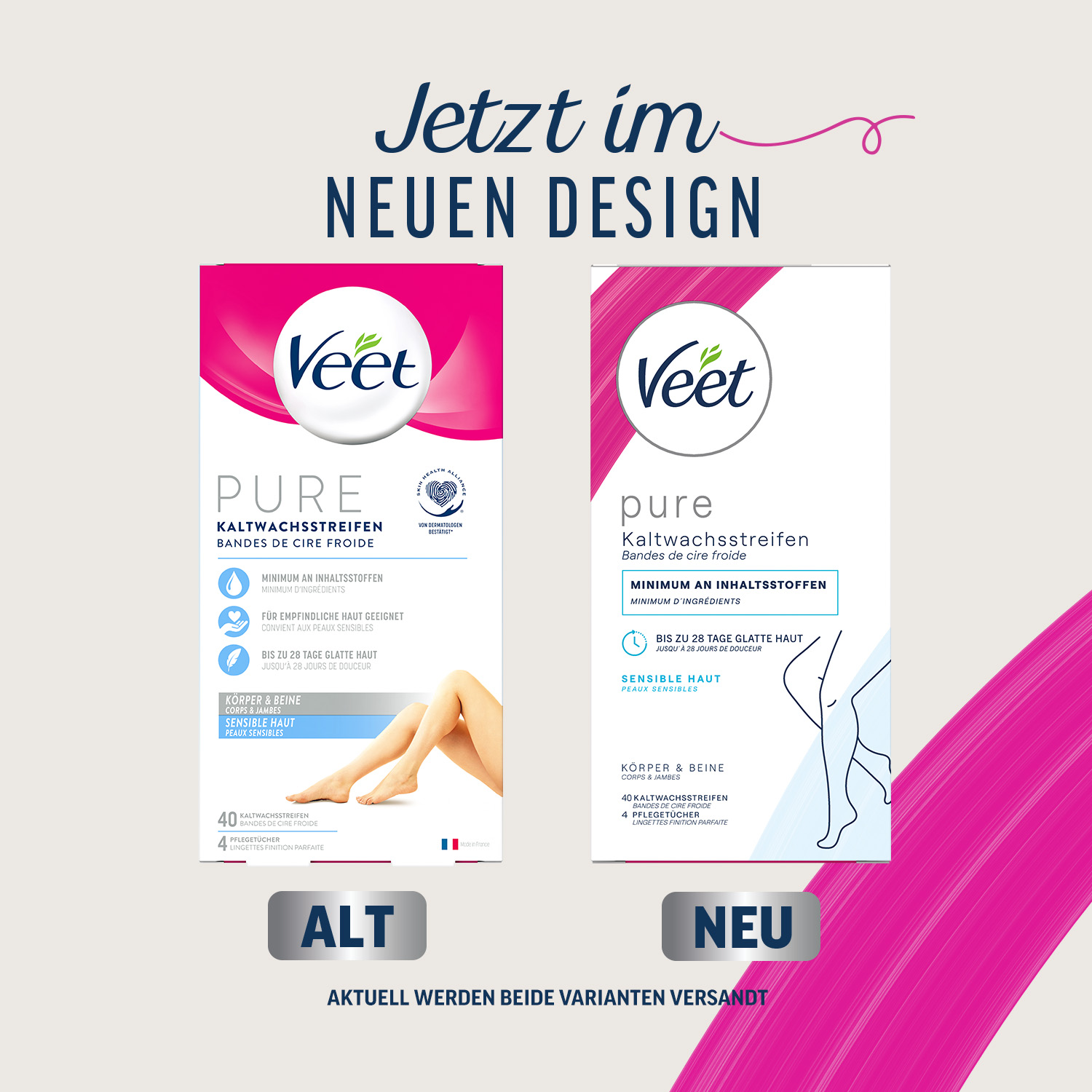 Veet PURE Kaltwachsstreifen Beine & Körper, sensible Haut, 40 Stück 6