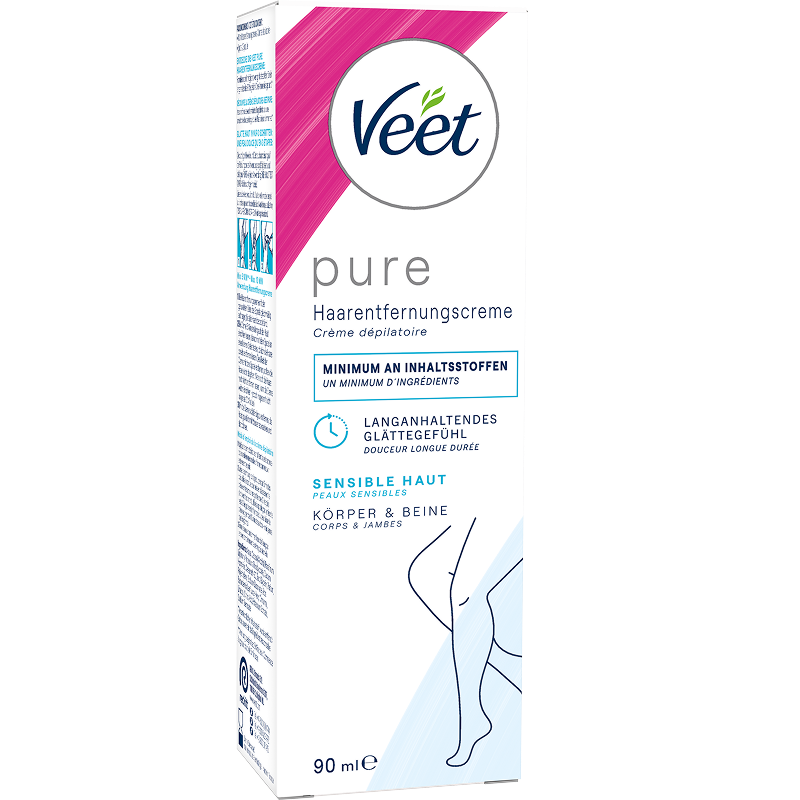 Veet PURE Haarentfernungscreme Körper & Beine, sensible Haut, 90ml 2