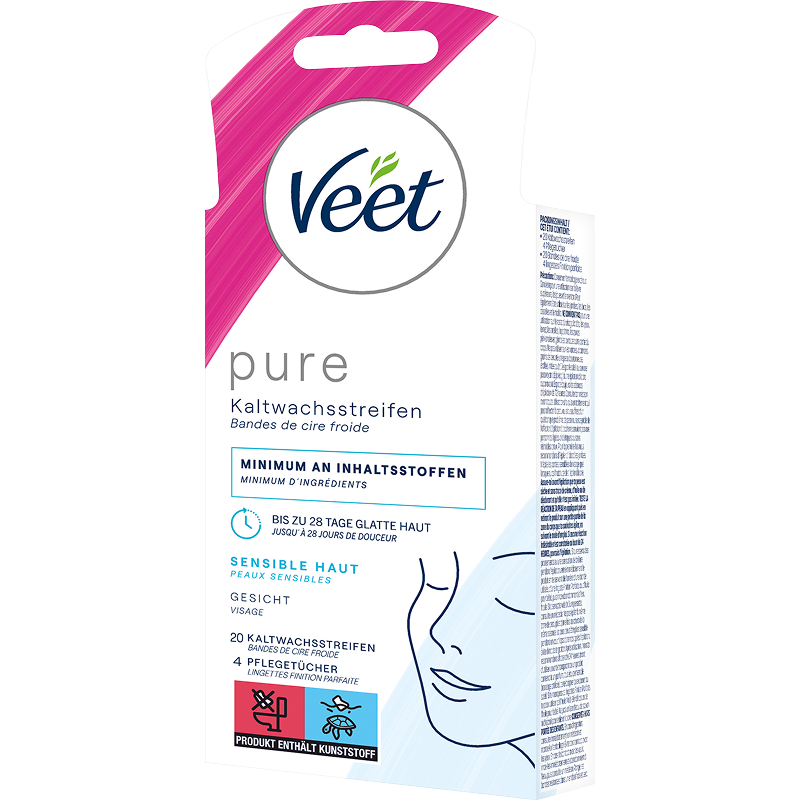 Veet PURE Kaltwachsstreifen Gesicht, sensible Haut, 20 Stück 3