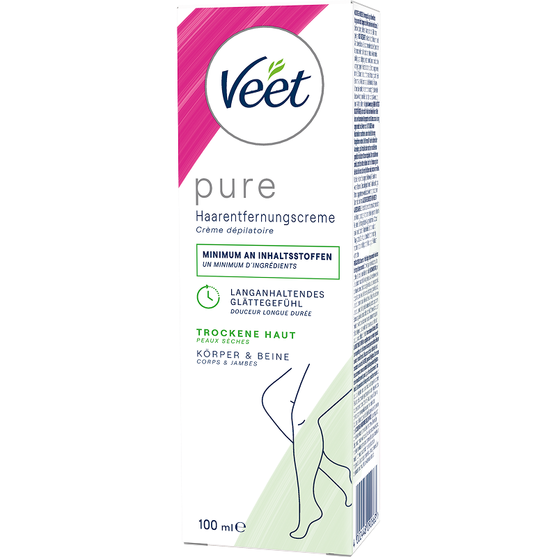 Veet PURE Haarentfernungscreme Körper & Beine, trockene Haut, 100ml 2