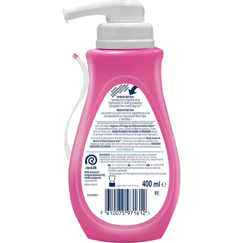 Veet PURE Haarentfernungscreme Pumpspender Körper & Beine, sensible Haut, 400ml 1