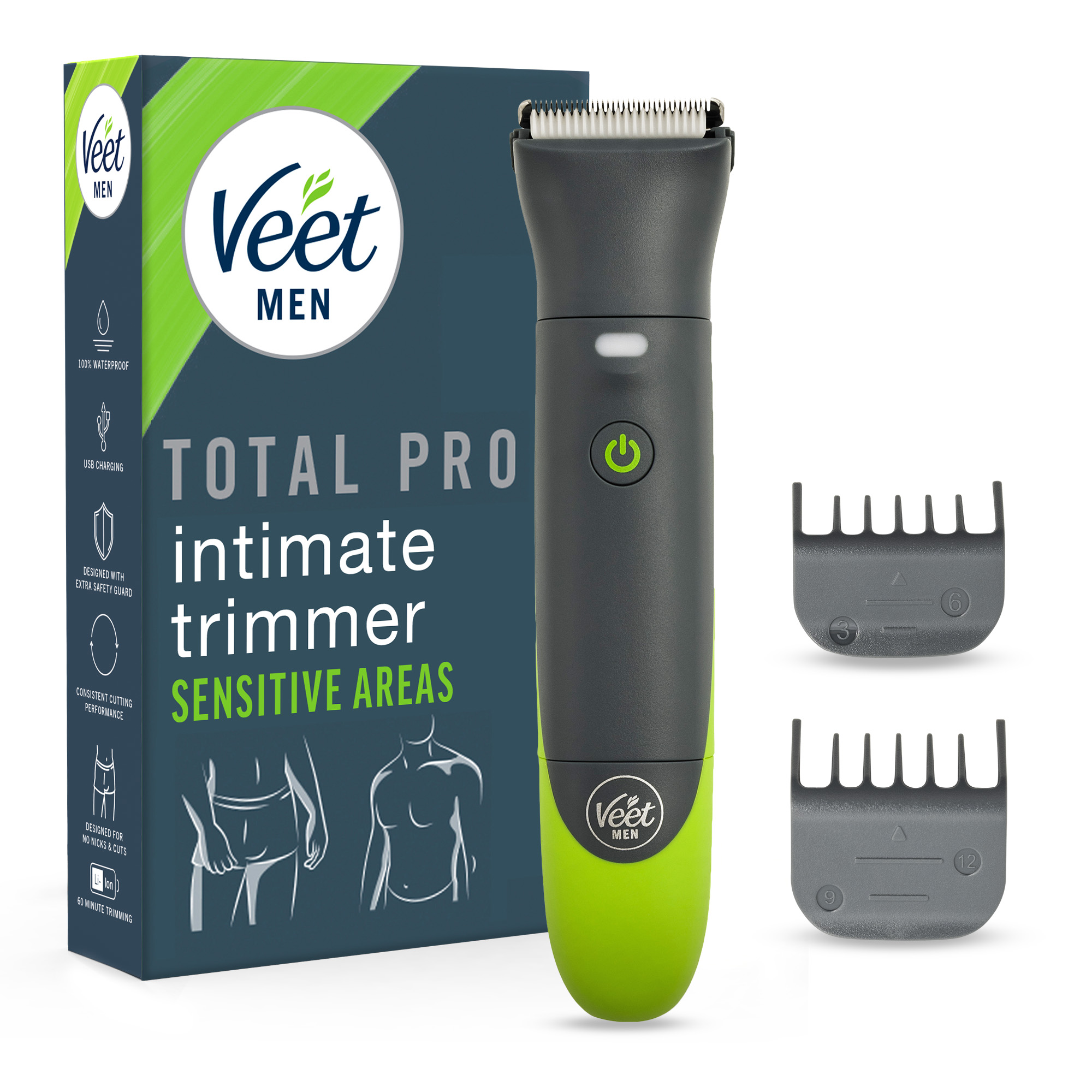 Veet Men Intimate Trimmer - Trimmer + 1 Trimmerkopf & 2 Kammaufsätze 1