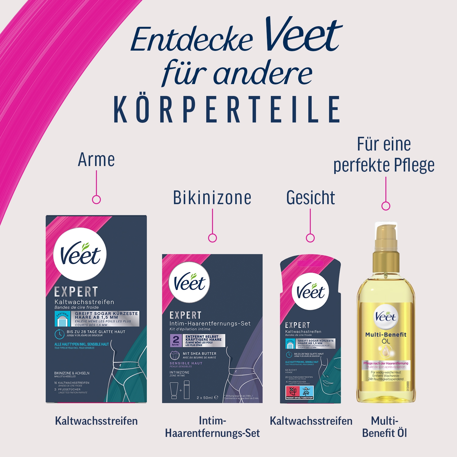 Veet EXPERT Intim-Haarentfernungs-Set, Intim-Haarentfernungscreme + Multi-Benefit Schaum, 100ml 14