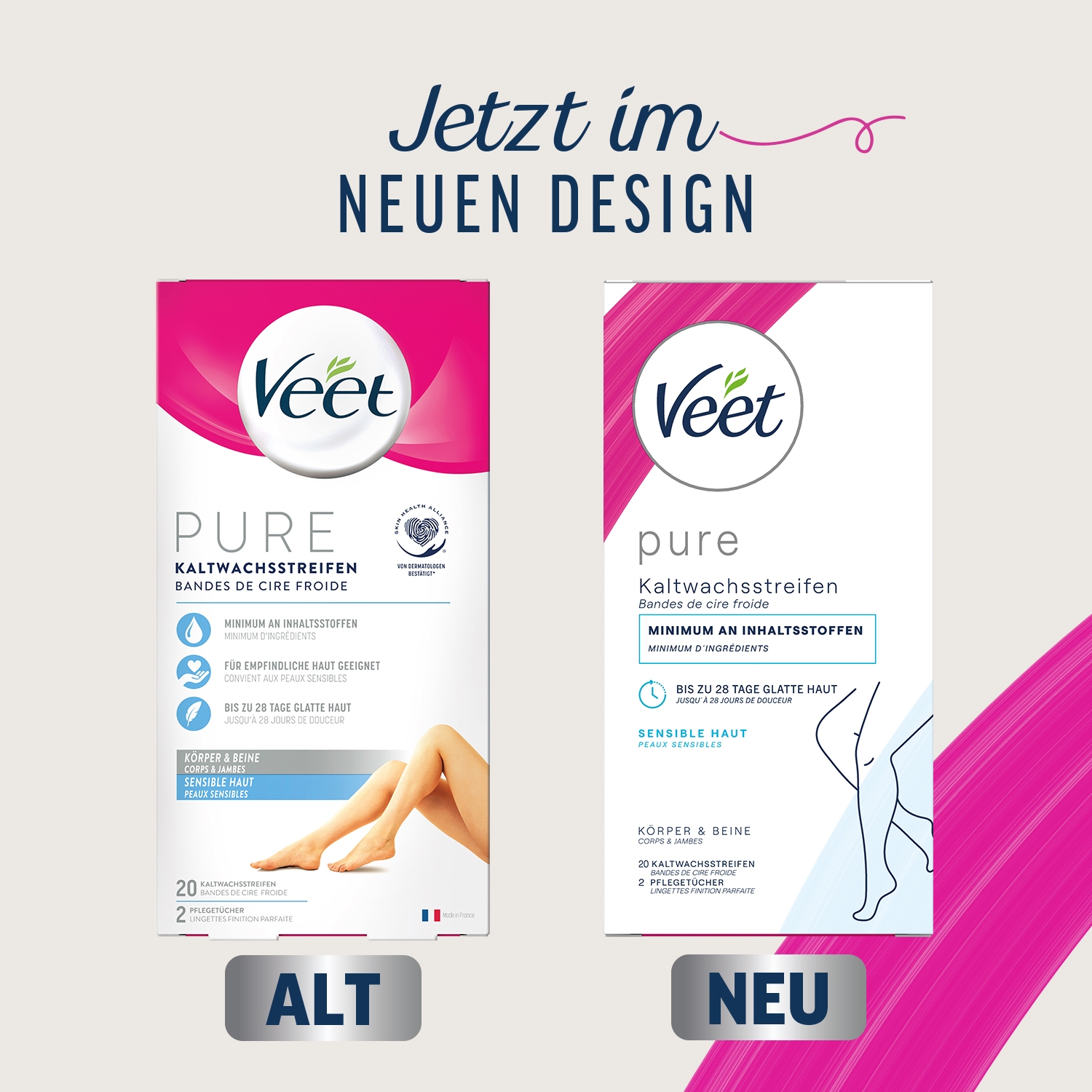 Veet PURE Kaltwachsstreifen Beine & Körper, sensible Haut, 20 Stück 6