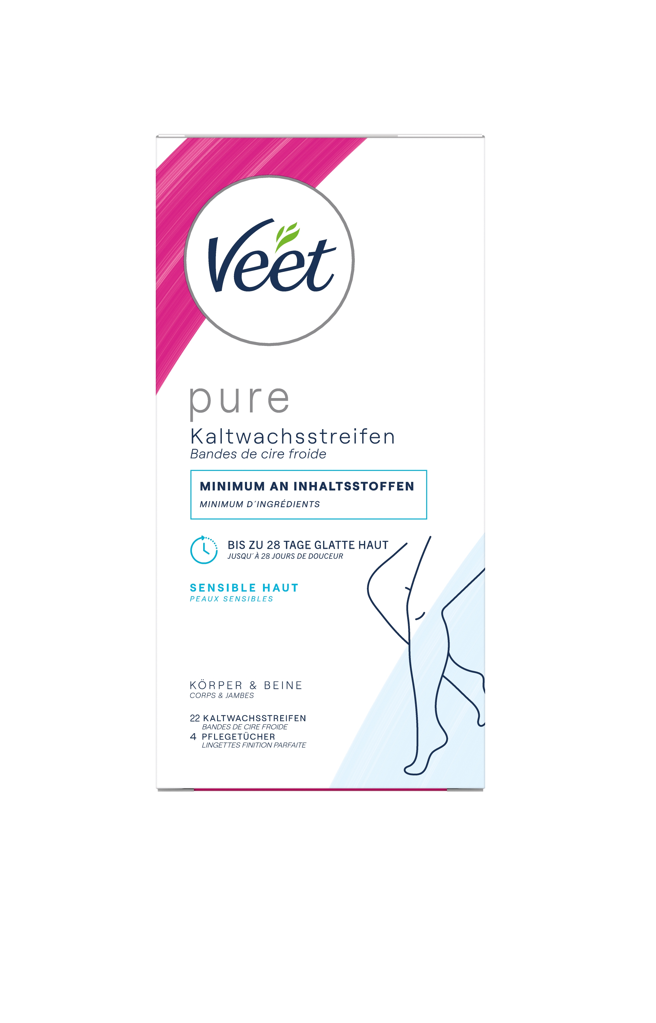 Veet PURE Kaltwachsstreifen Beine & Körper, sensible Haut, 22 Stück 1