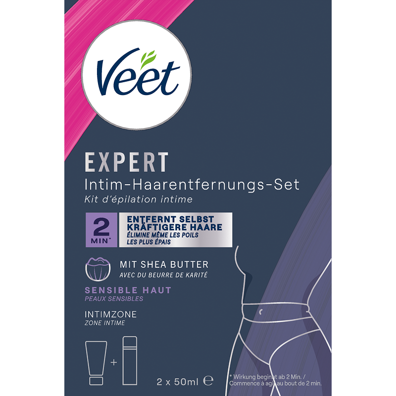 Veet EXPERT Intim-Haarentfernungs-Set, Intim-Haarentfernungscreme + Multi-Benefit Schaum, 100ml 3