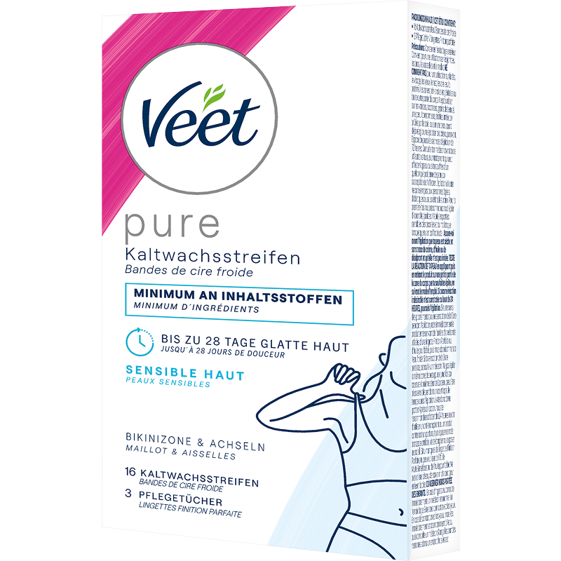 Veet PURE Kaltwachstreifen Bikini & Achseln, sensible Haut, 16 Stück 3