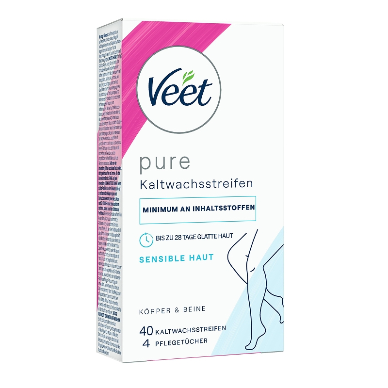 Veet PURE Kaltwachsstreifen Beine & Körper, sensible Haut, 40 Stück 2