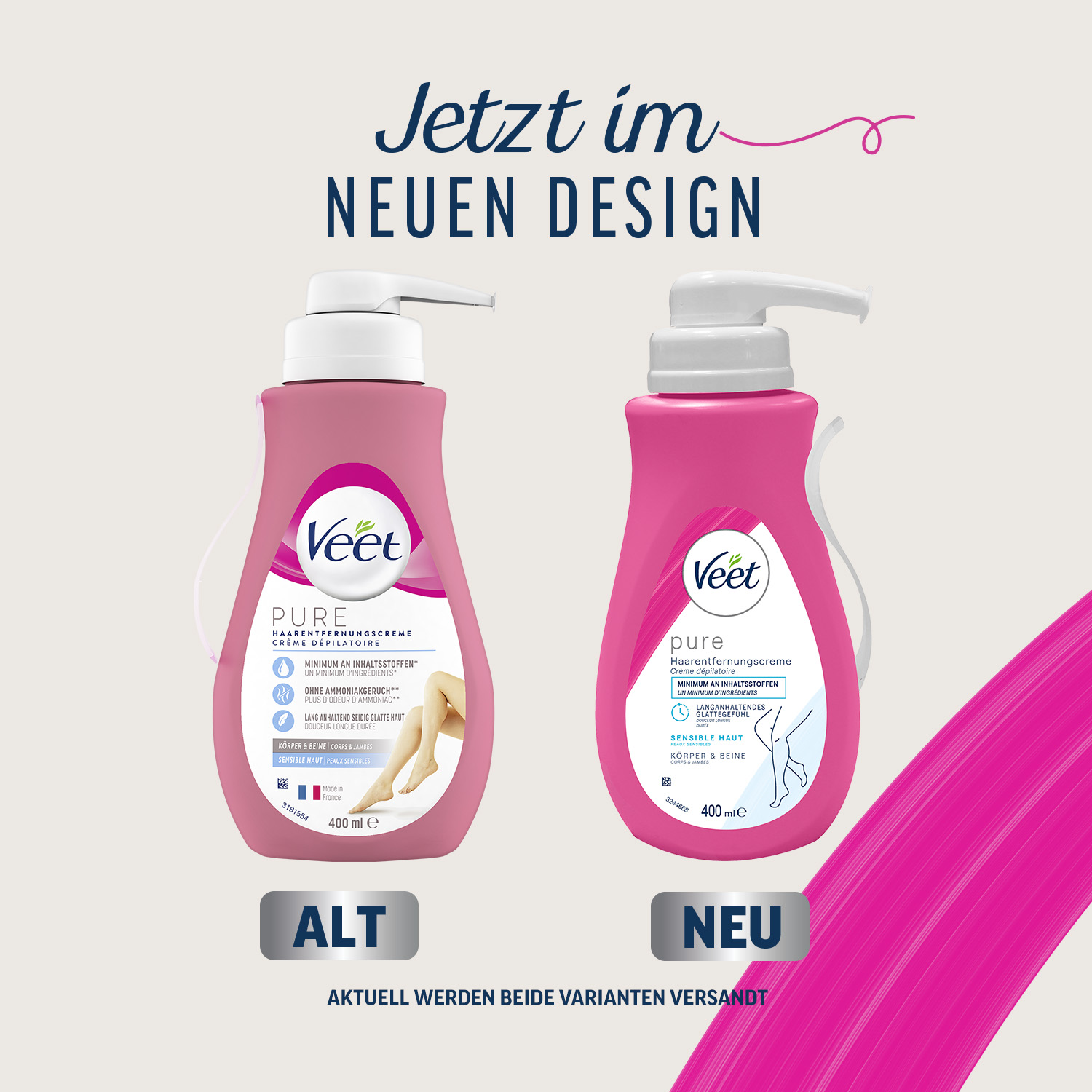 Veet PURE Haarentfernungscreme Körper & Beine, trockene Haut, 100ml 7