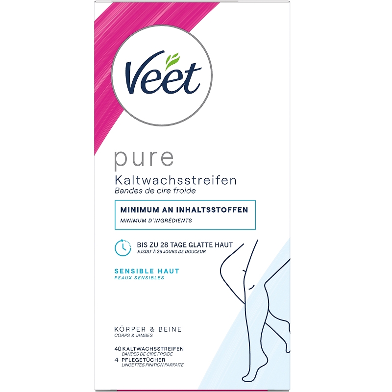 Veet PURE Kaltwachsstreifen Beine & Körper, sensible Haut, 40 Stück 1