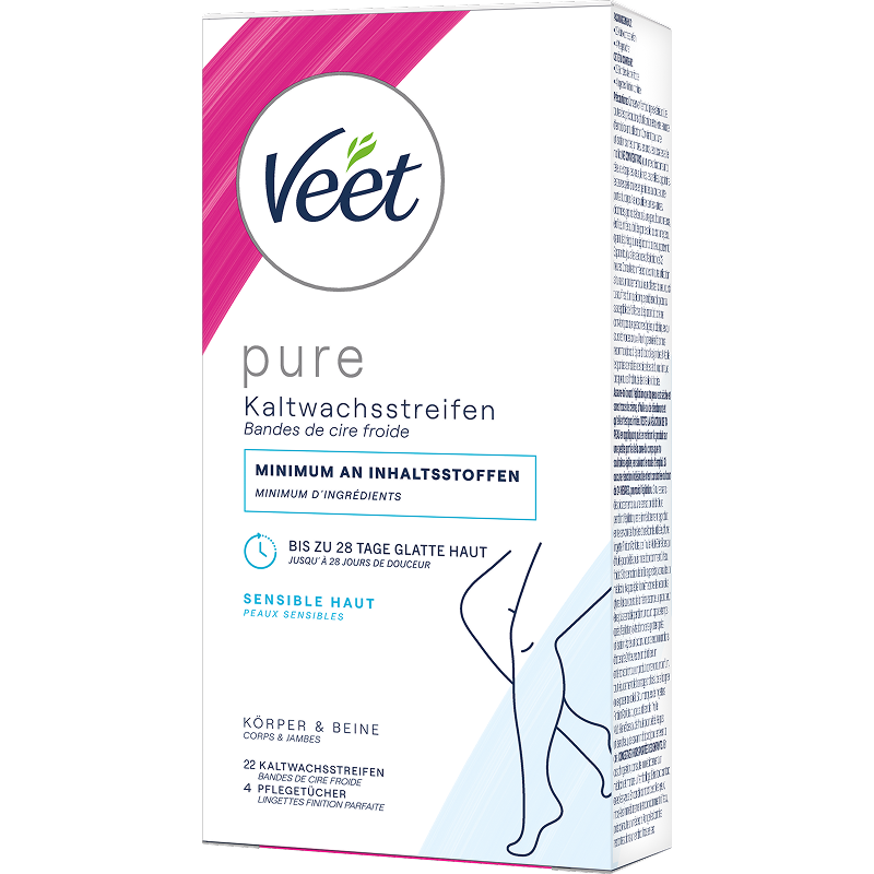 Veet PURE Kaltwachsstreifen Beine & Körper, sensible Haut, 22 Stück 3