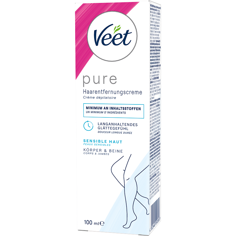 Veet PURE Haarentfernungscreme Körper & Beine, sensible Haut, 100ml 1