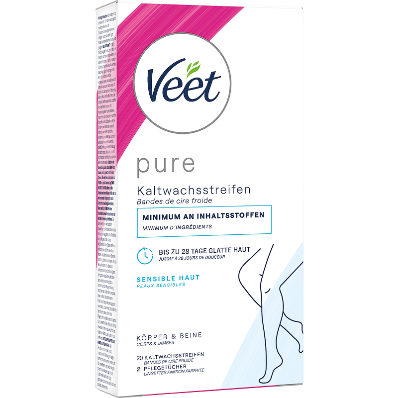 Veet PURE Kaltwachsstreifen Beine & Körper, sensible Haut, 20 Stück 2