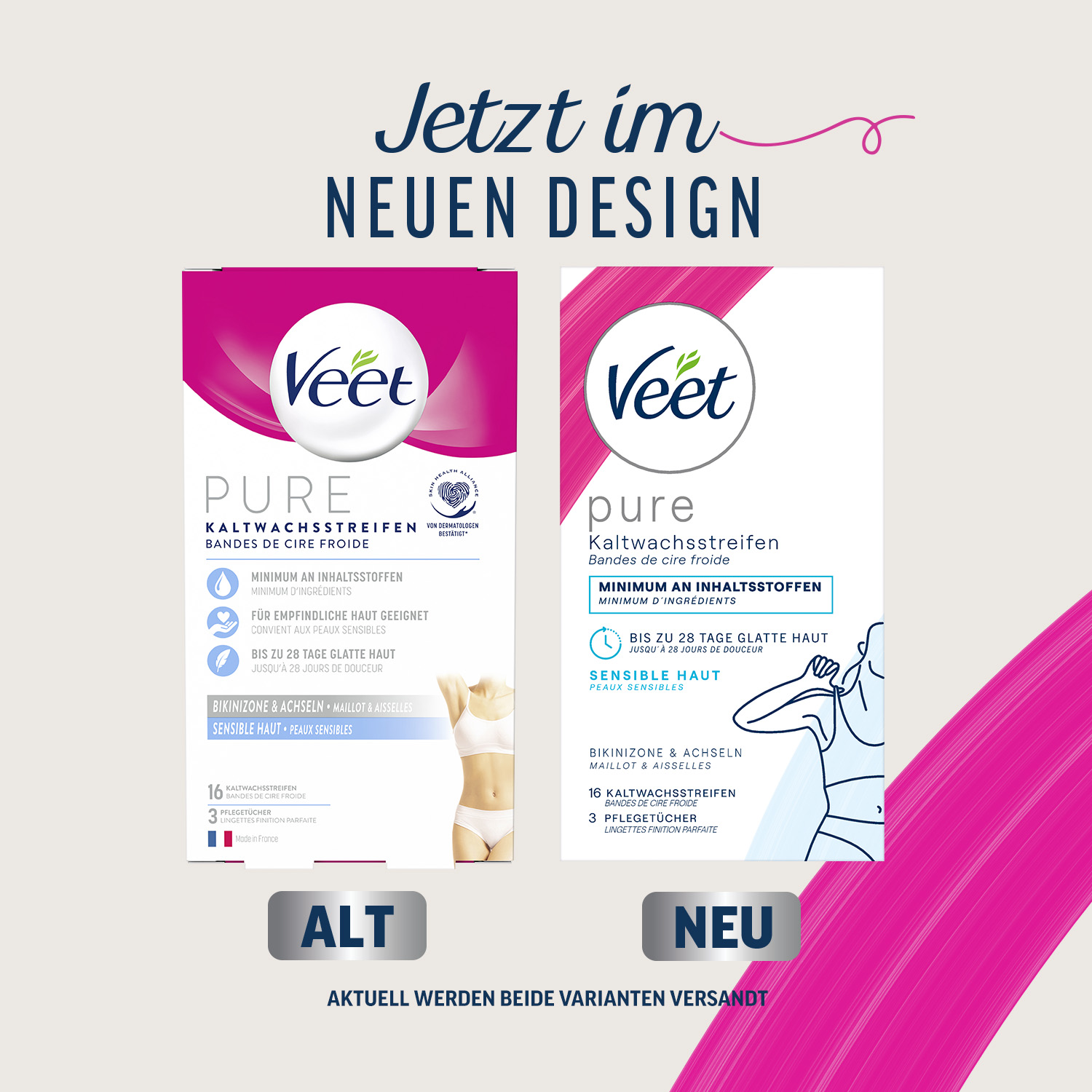 Veet PURE Kaltwachstreifen Bikini & Achseln, sensible Haut, 16 Stück 9