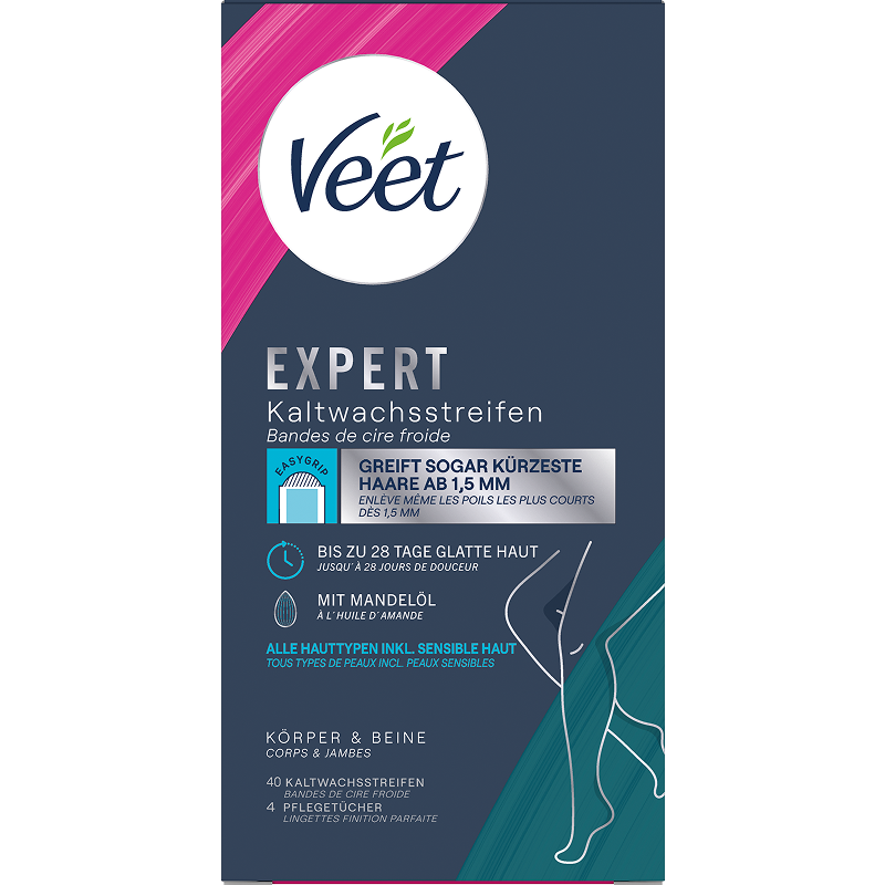 Veet EXPERT Kaltwachsstreifen Beine & Körper, alle Hauttypen, 40 Stück 1
