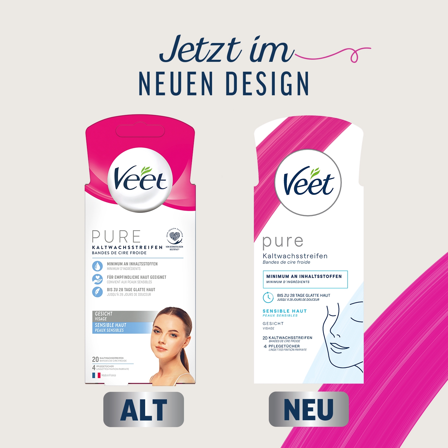 Veet PURE Kaltwachsstreifen Gesicht, sensible Haut, 20 Stück 6