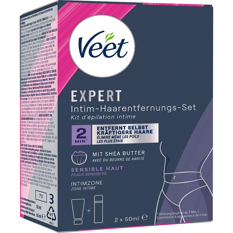 Veet EXPERT Intim-Haarentfernungs-Set, Intim-Haarentfernungscreme + Multi-Benefit Schaum, 100ml 4