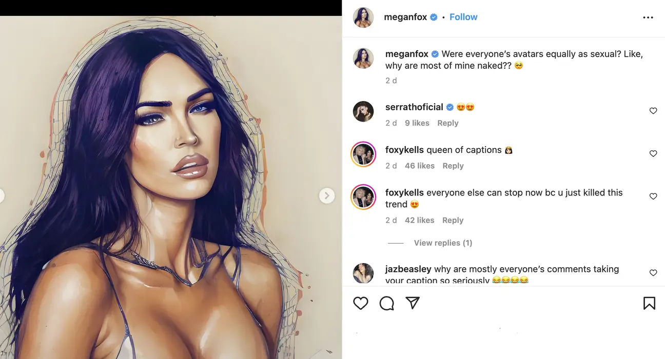 Megan Fox's 'naked' AI selfies cause confusion