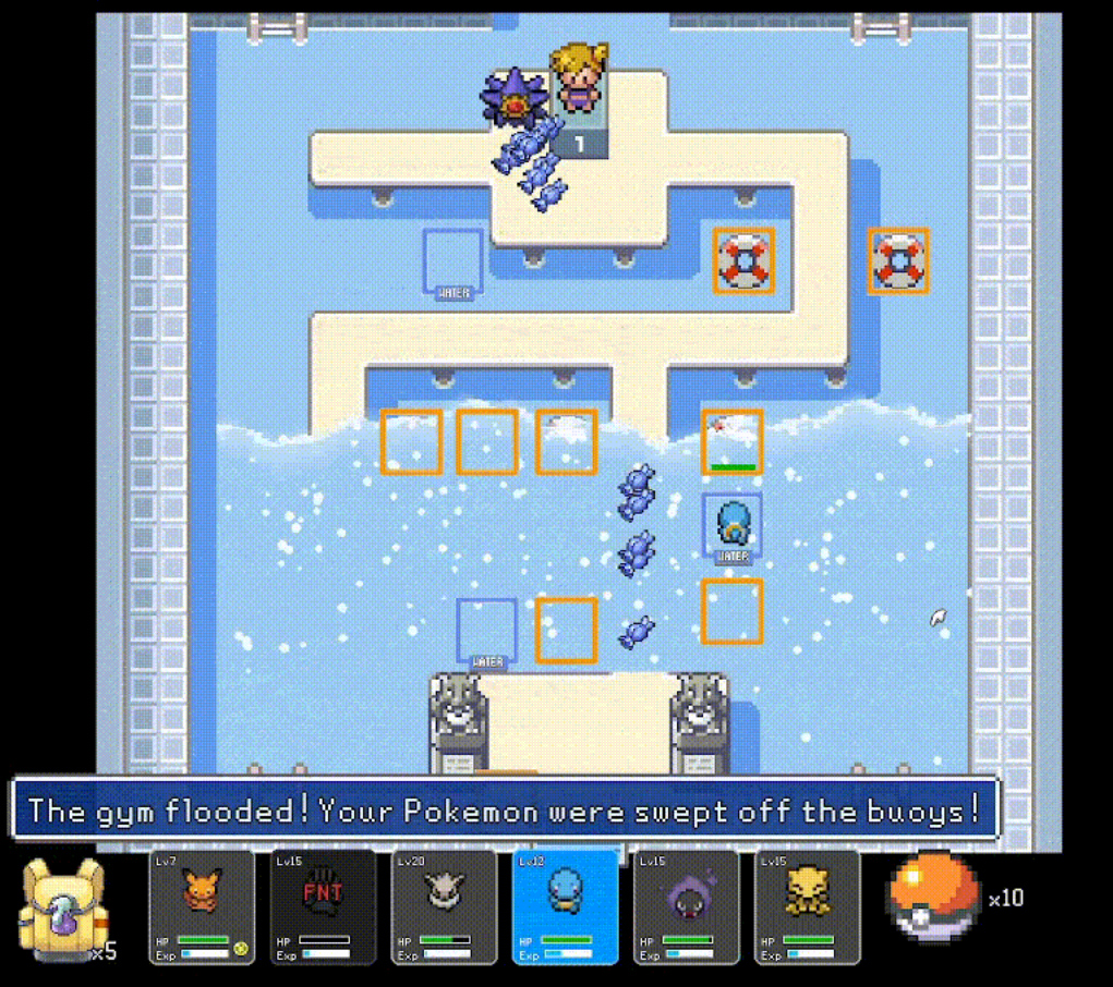 All eight Kanto gyms feature unique challenges before the Elite Four showdown (yNvRR/itch.io)