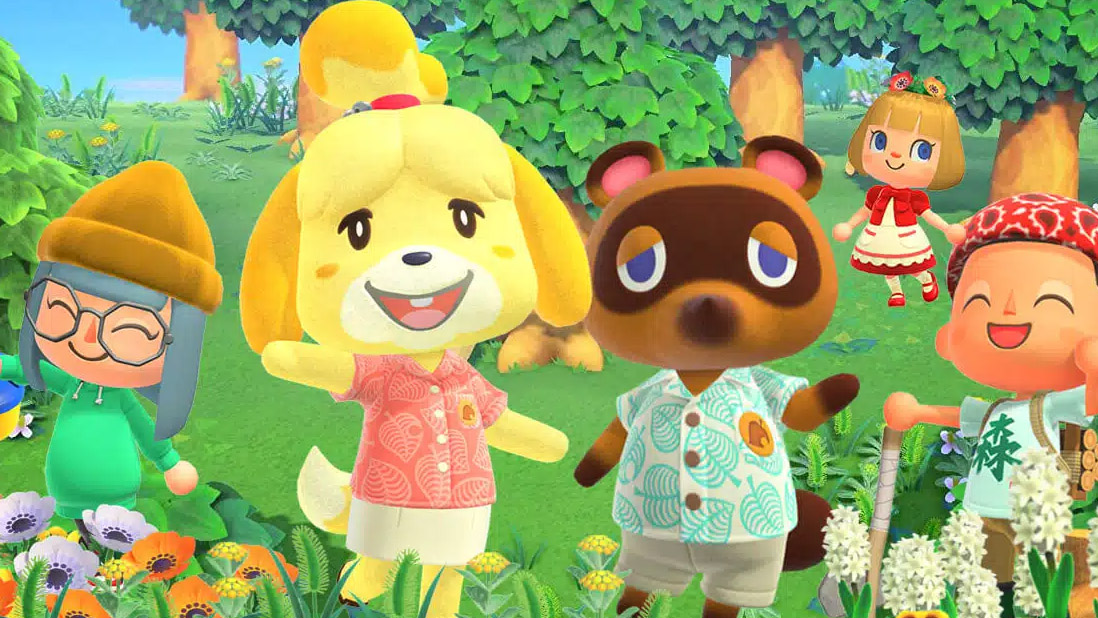 Image shows characters such as Isabelle and Tom Nook from Animal Crossing: New Horizons
