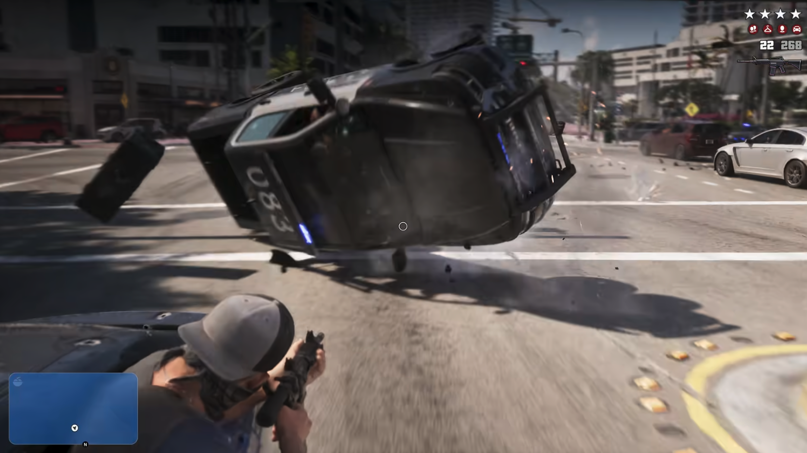Shooting tyres out can do a load of damage it seems (Rockstar)