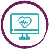 Icon showing a computer monitor with a heart on screen