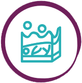 Icon showing a cross-section of skin tissue