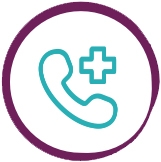 Icon showing phone with a first aid sign next to it