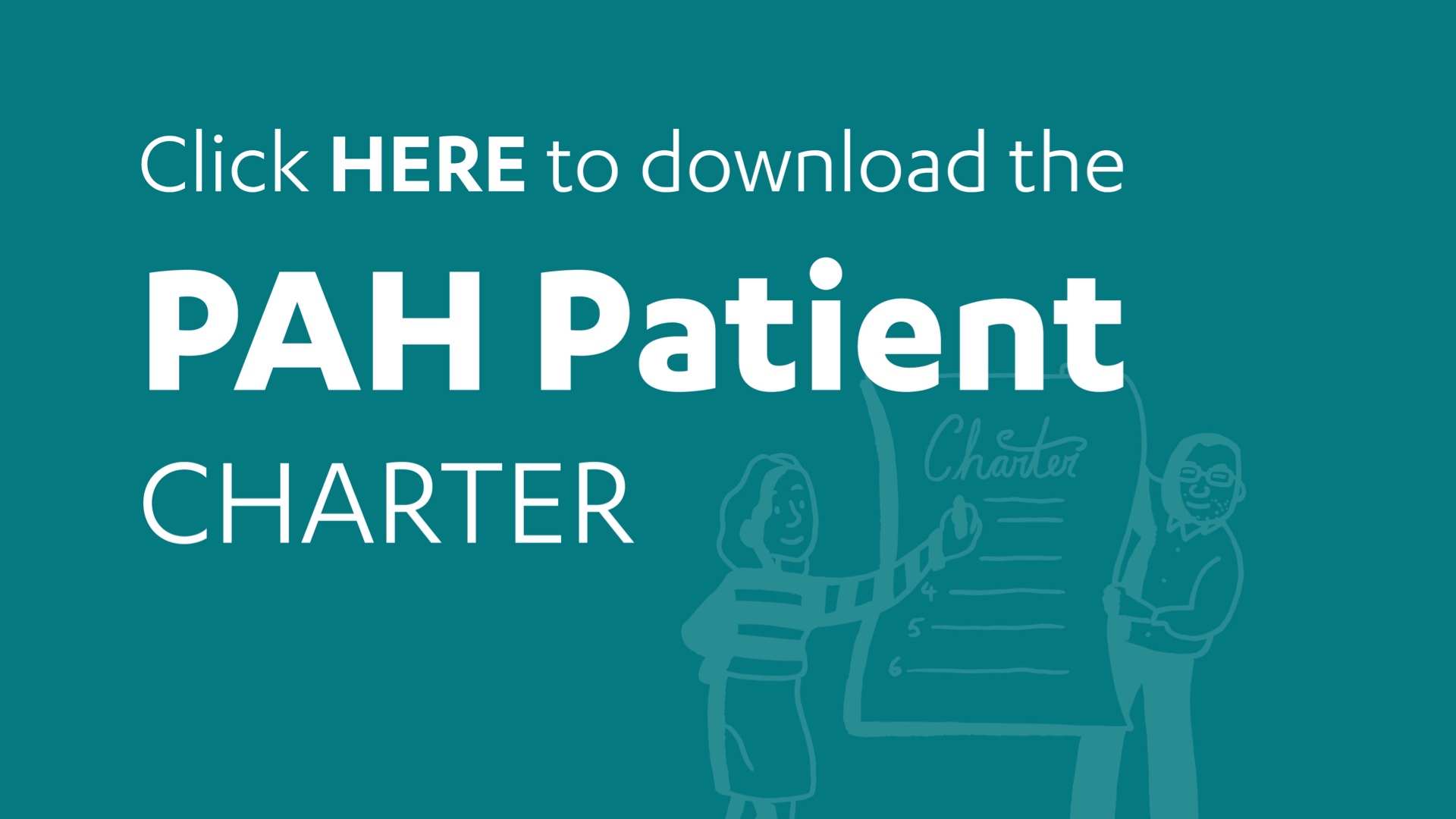 Two people writing the PAH Patient Charter and call to action to download the app