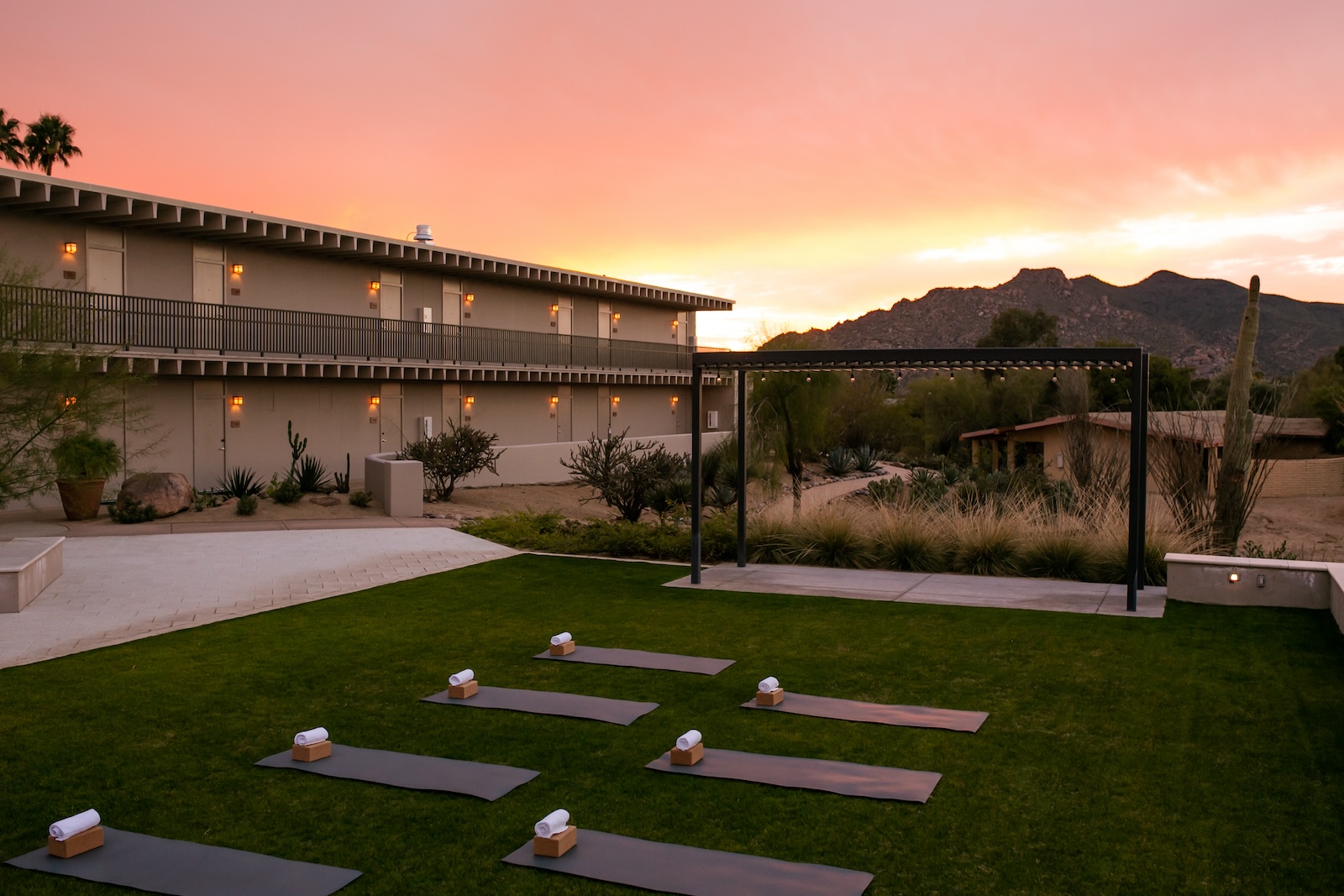 Yoga mats at CIVANA Wellness Resort & Spa for a Pilates class or stretching on the grass outside