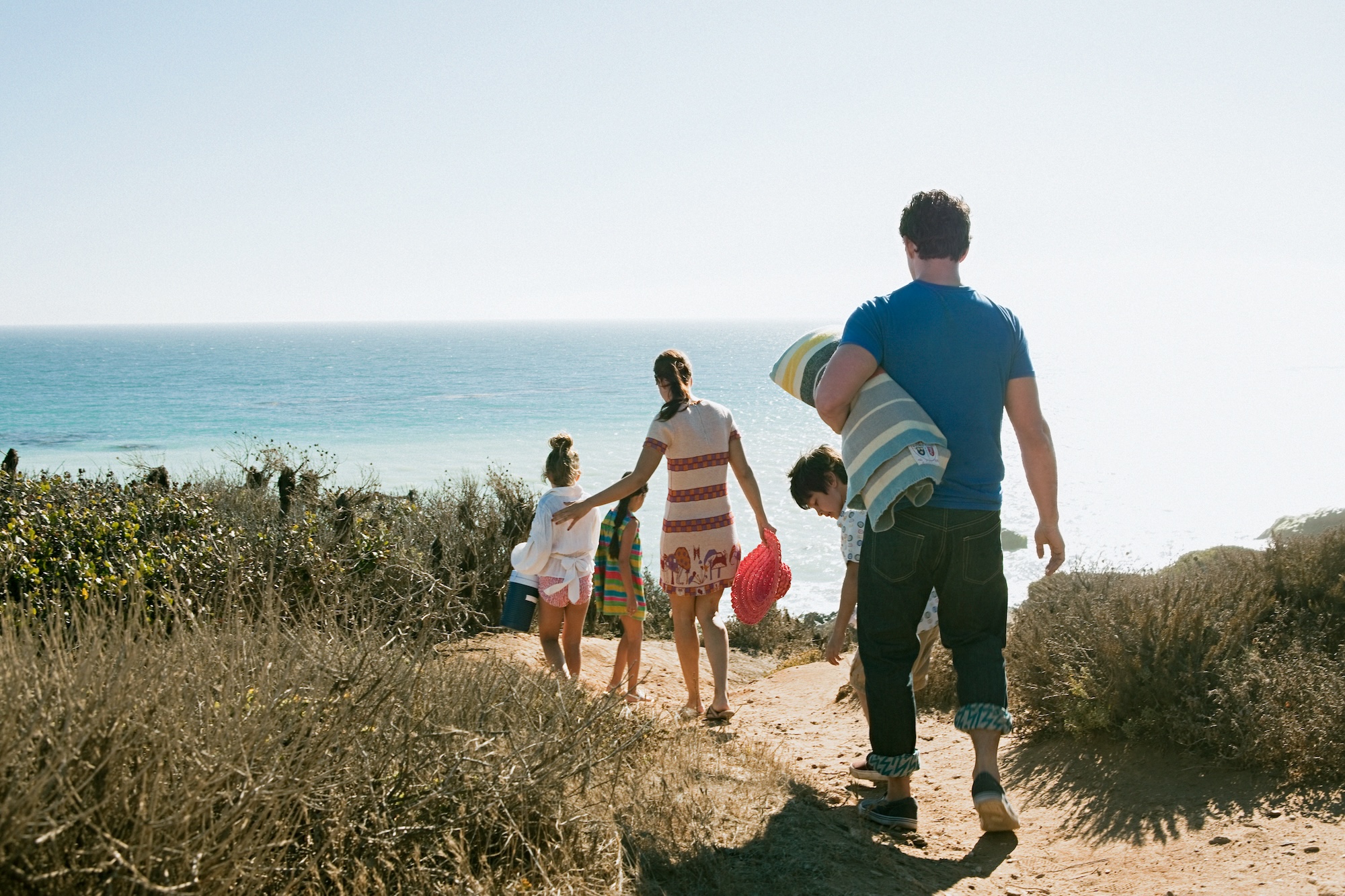 A family of four exploring a hidden vacation spot.